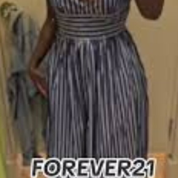 🤗😊❤️🤗꧁꧂BLUE/WHITE FOREVER 21 Stripe Dress - Picture 5 of 5